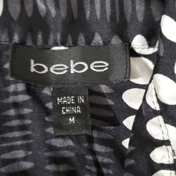 bebé  blouse black and white satin size Medium - Picture 6 of 8